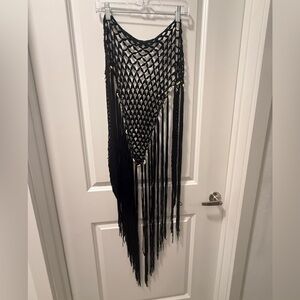 Elegant Black Crochet Women Swim Sarong